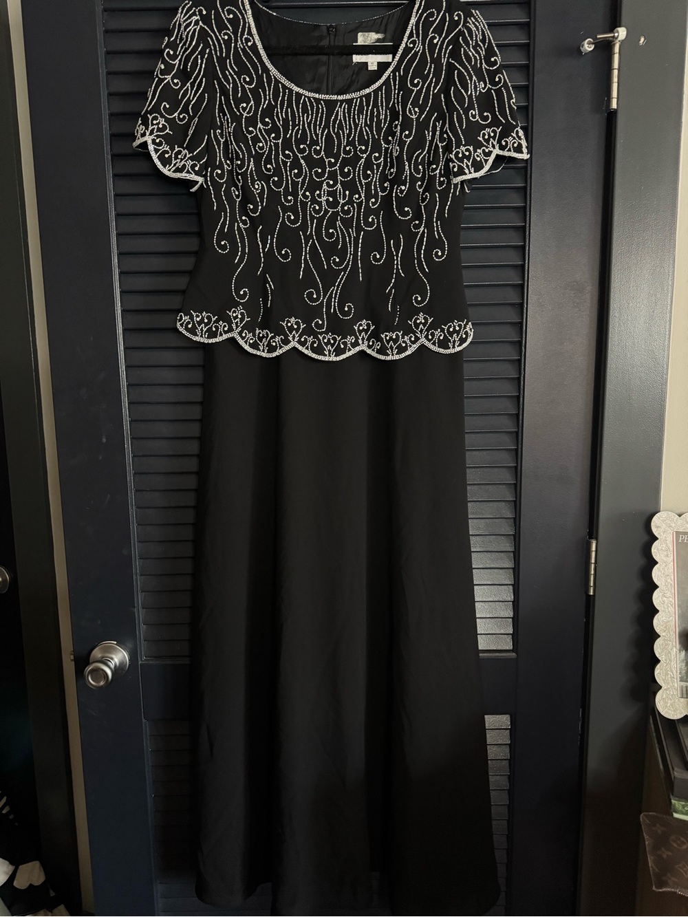 Kate Miller Black Beaded Evening Gown Maxi Dress Size 10 Formal Cocktail Wedding